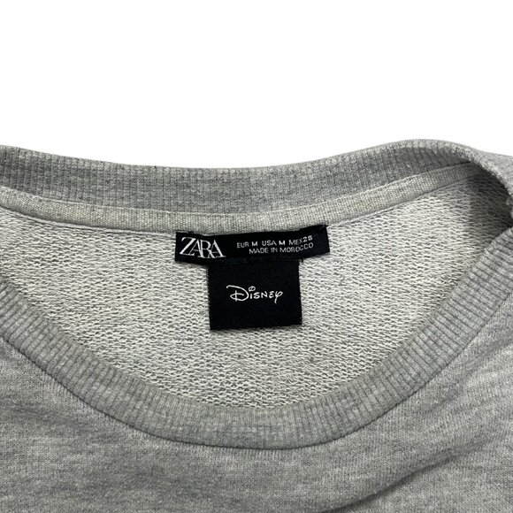 Zara x Disney Mickey Mouse Glitch Collection Women’s Gray Crop Sweatshirt Medium - Picture 3 of 11